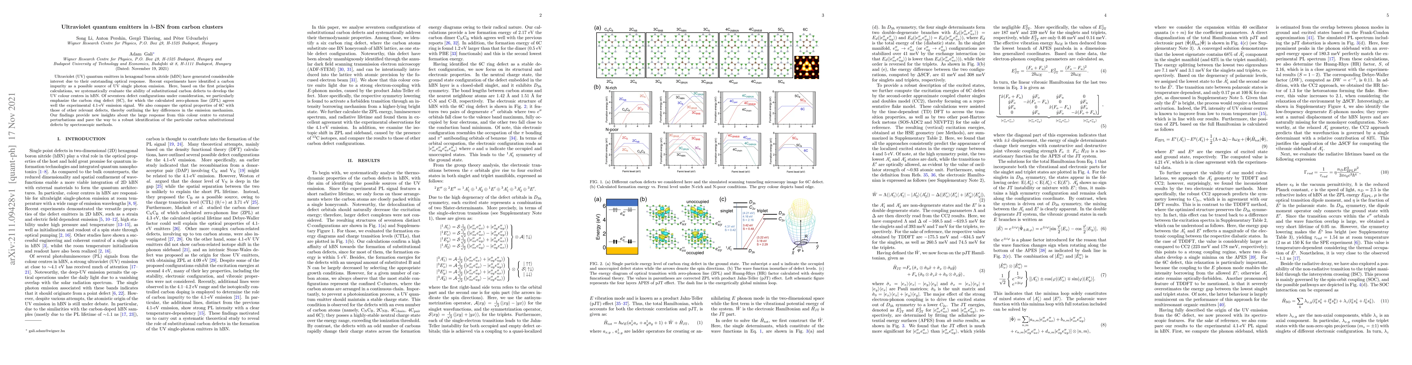 Thumbnail for Ultraviolet quantum emitters in $h$-BN from carbon clusters