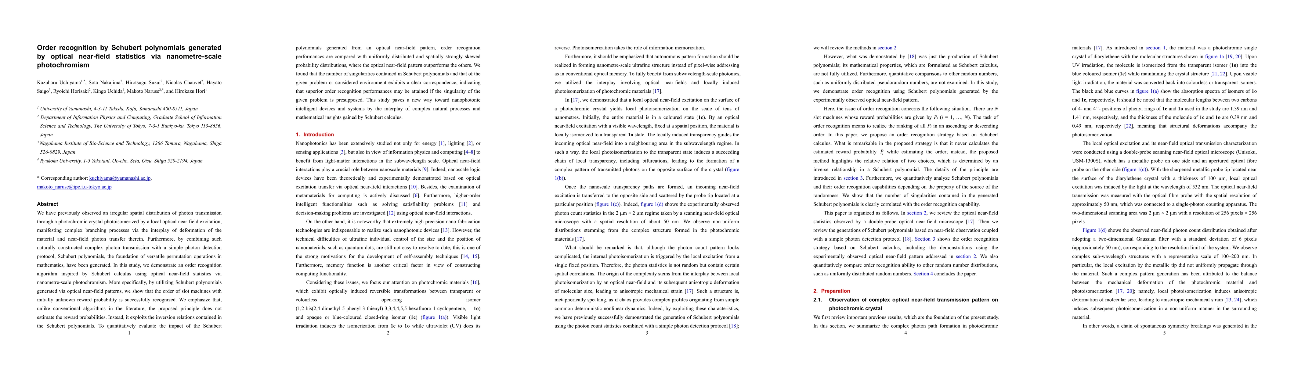 Thumbnail for Order recognition by Schubert polynomials generated by optical
  near-field statistics via nanometre-scale photochromism