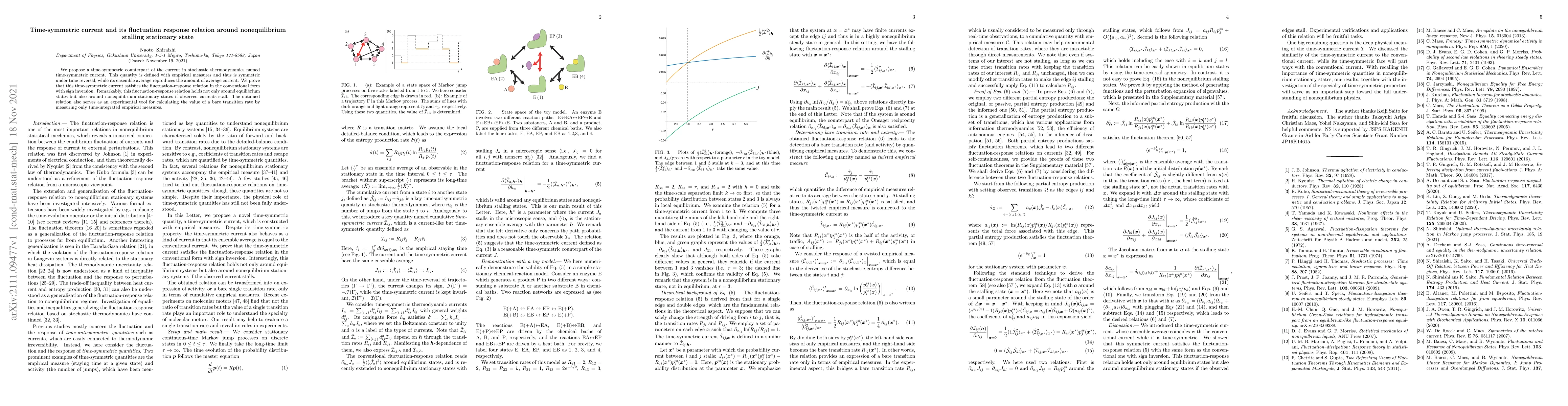 Thumbnail for Time-symmetric current and its fluctuation response relation around
  nonequilibrium stalling stationary state