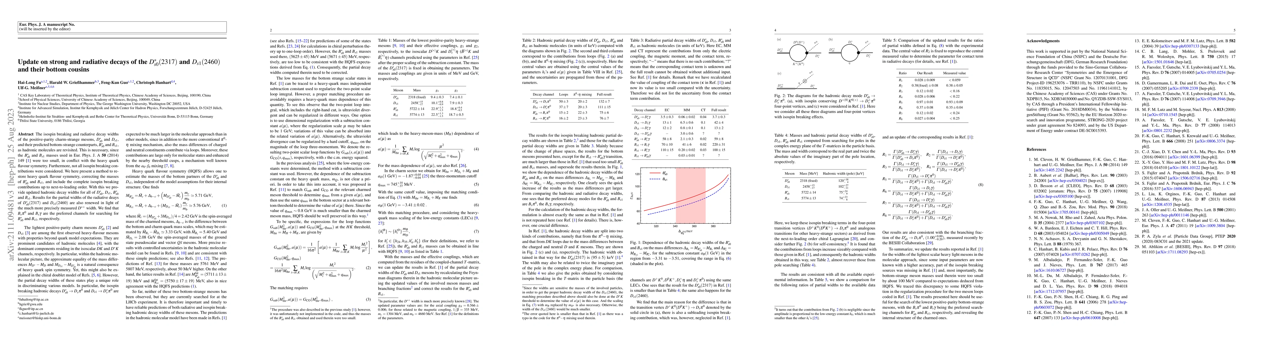 Thumbnail for Update on strong and radiative decays of the $D_{s0}^{*}(2317)$ and
  $D_{s1}(2460)$ and their bottom cousins