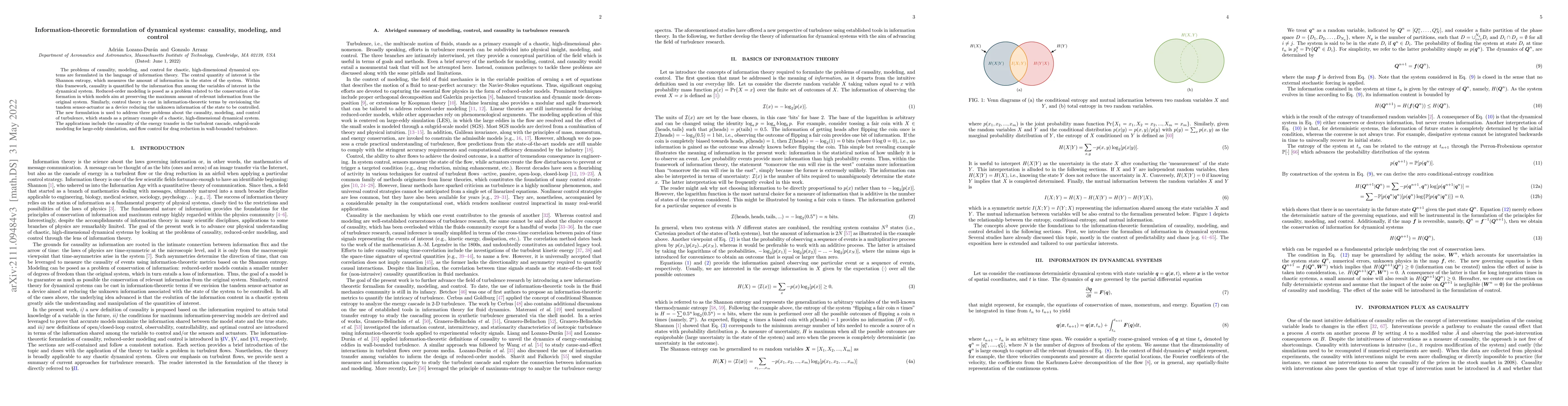 Thumbnail for Information-theoretic formulation of dynamical systems: causality,
  modeling, and control