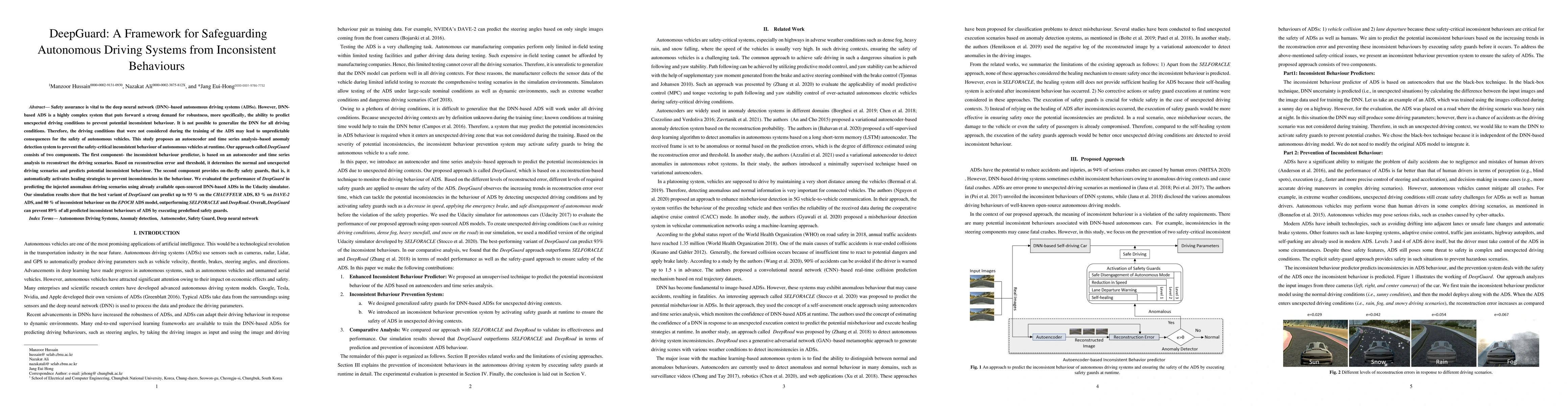 Thumbnail for DeepGuard: A Framework for Safeguarding Autonomous Driving Systems from
  Inconsistent Behavior