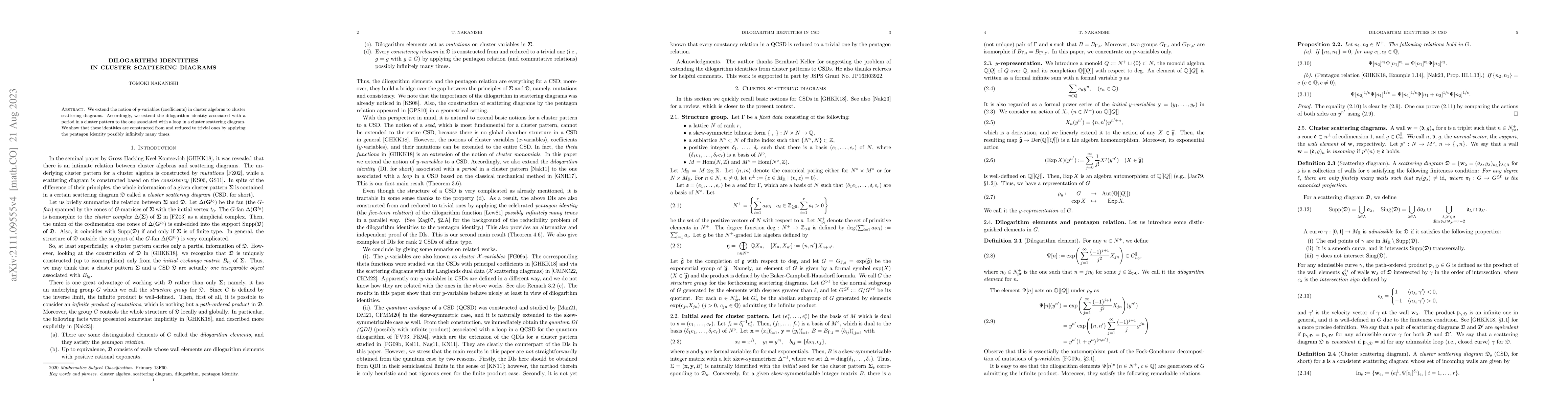 Thumbnail for Dilogarithm identities in cluster scattering diagrams