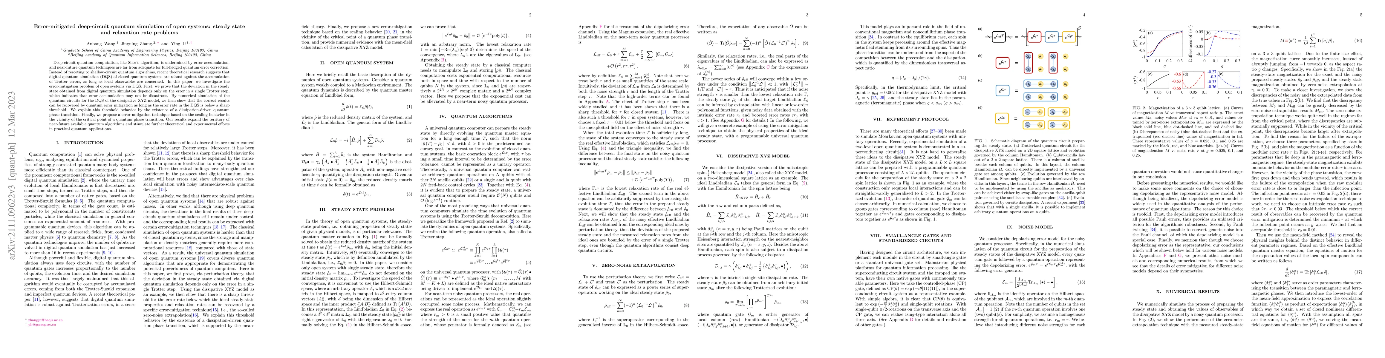Thumbnail for Error-mitigated deep-circuit quantum simulation of open systems: steady
  state and relaxation rate problems