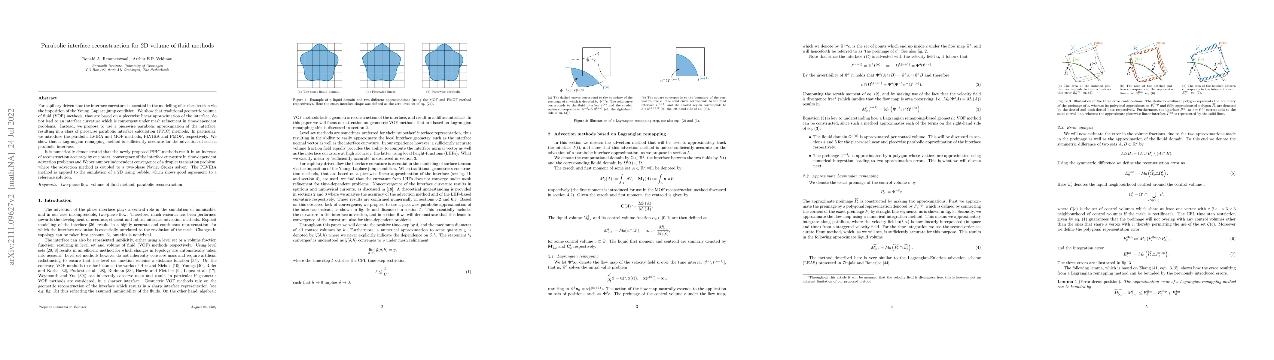 Thumbnail for Parabolic interface reconstruction for 2D volume of fluid methods