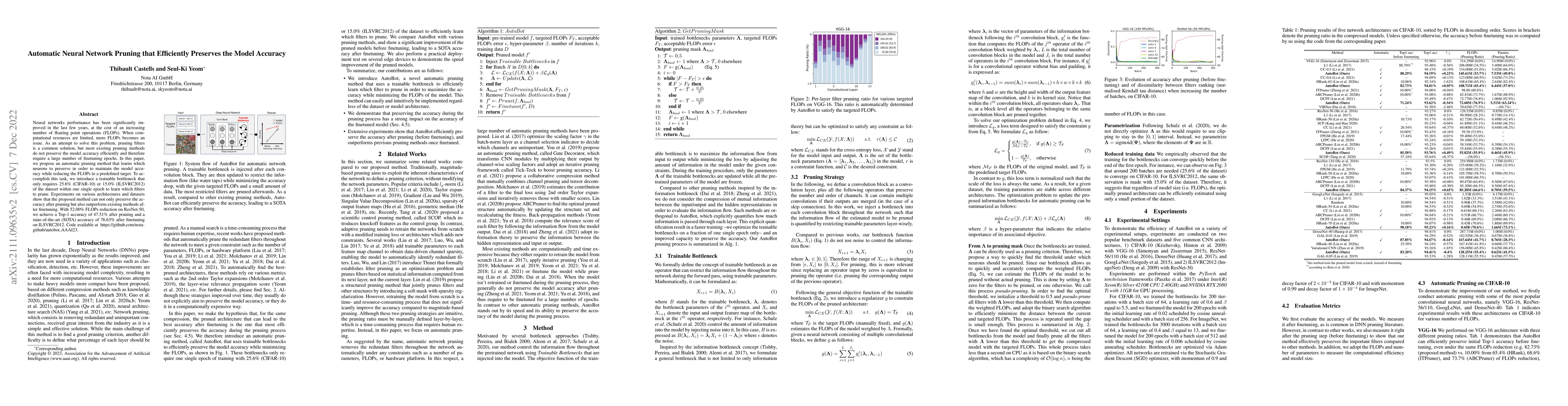 Thumbnail for Automatic Neural Network Pruning that Efficiently Preserves the Model
  Accuracy