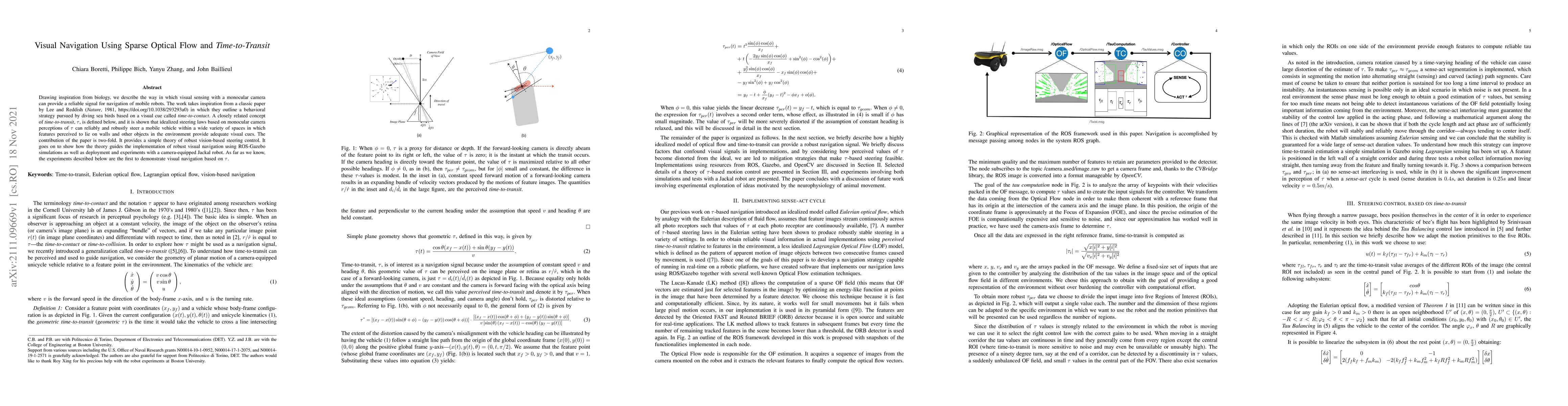 Thumbnail for Visual Navigation Using Sparse Optical Flow and Time-to-Transit