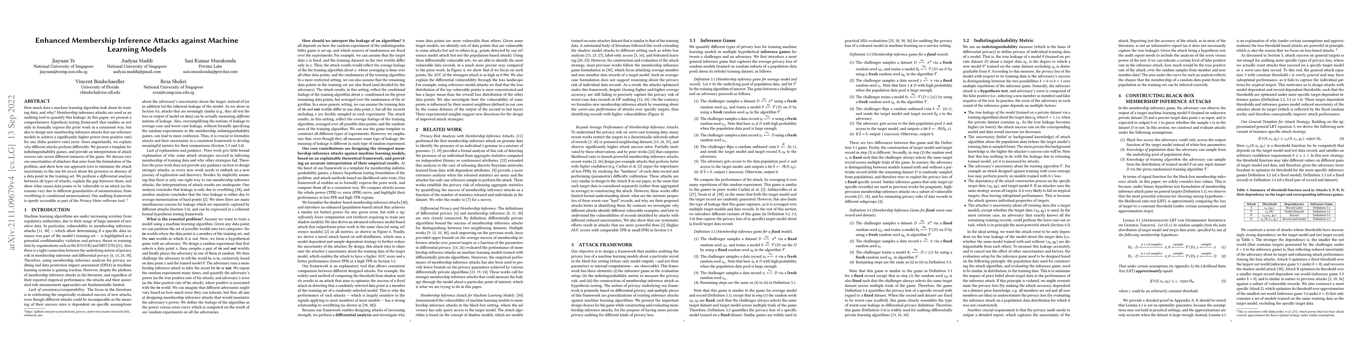 Thumbnail for Enhanced Membership Inference Attacks against Machine Learning Models