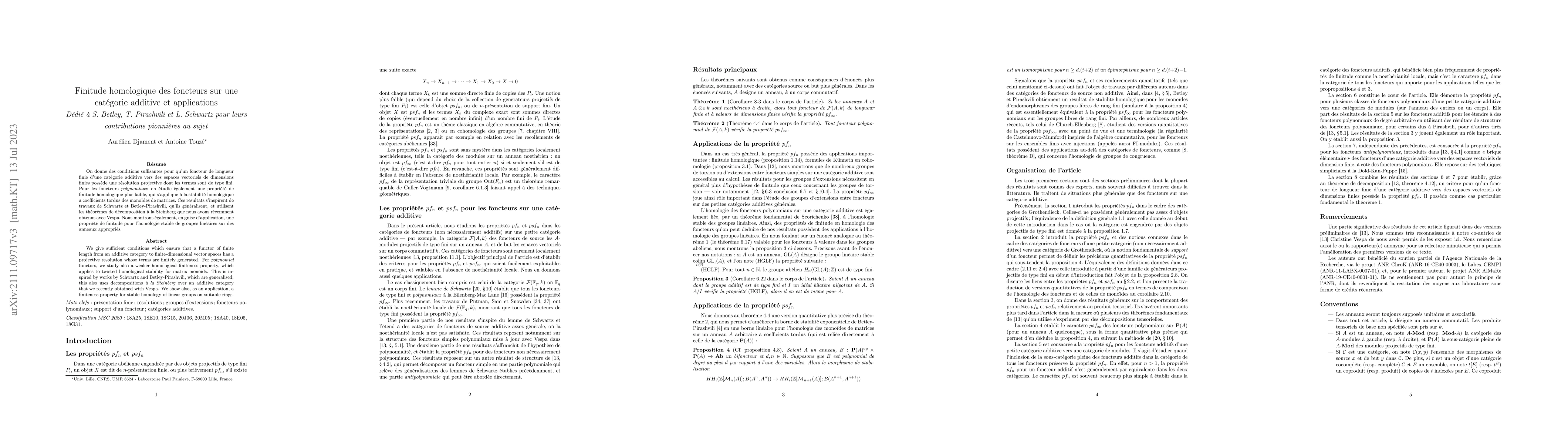 Thumbnail for Homological finiteness of functors on an additive category and
  applications