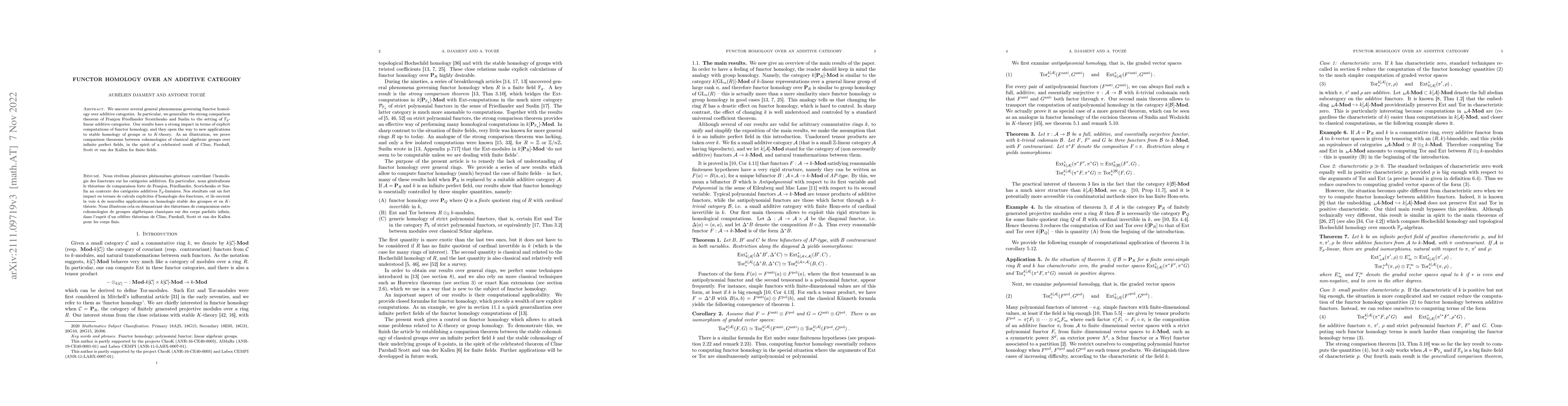 Thumbnail for Functor homology over an additive category