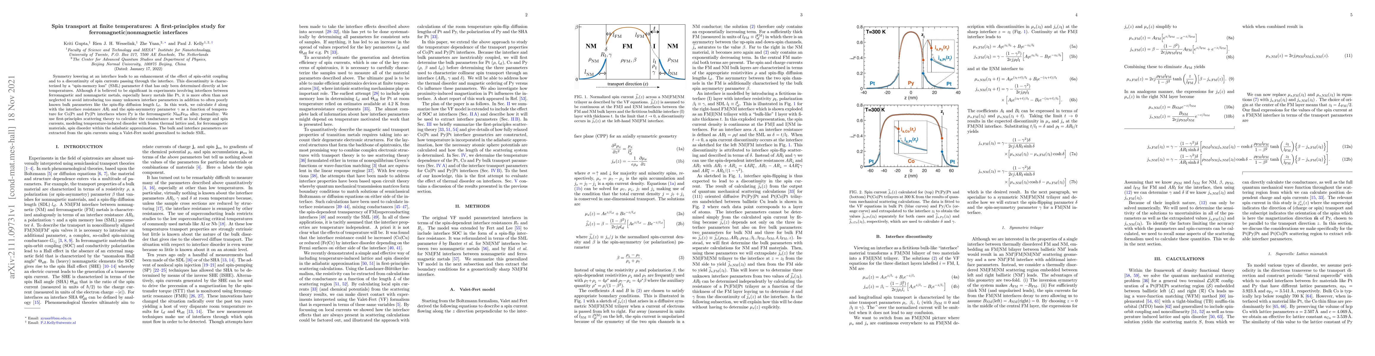 Thumbnail for Spin transport at finite temperatures: A first-principles study for
  ferromagnetic$|$nonmagnetic interfaces