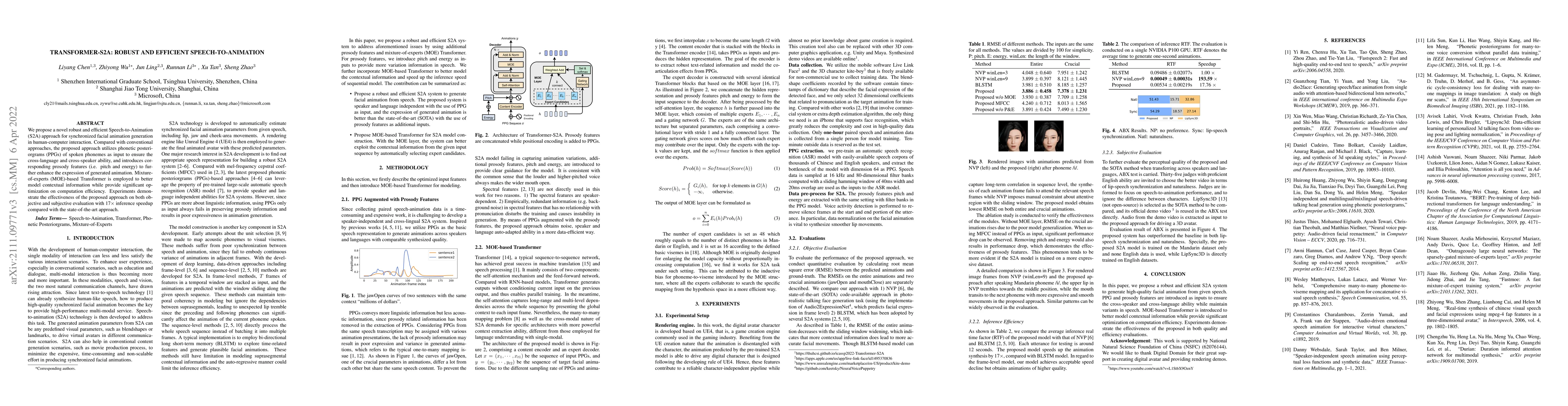 Thumbnail for Transformer-S2A: Robust and Efficient Speech-to-Animation