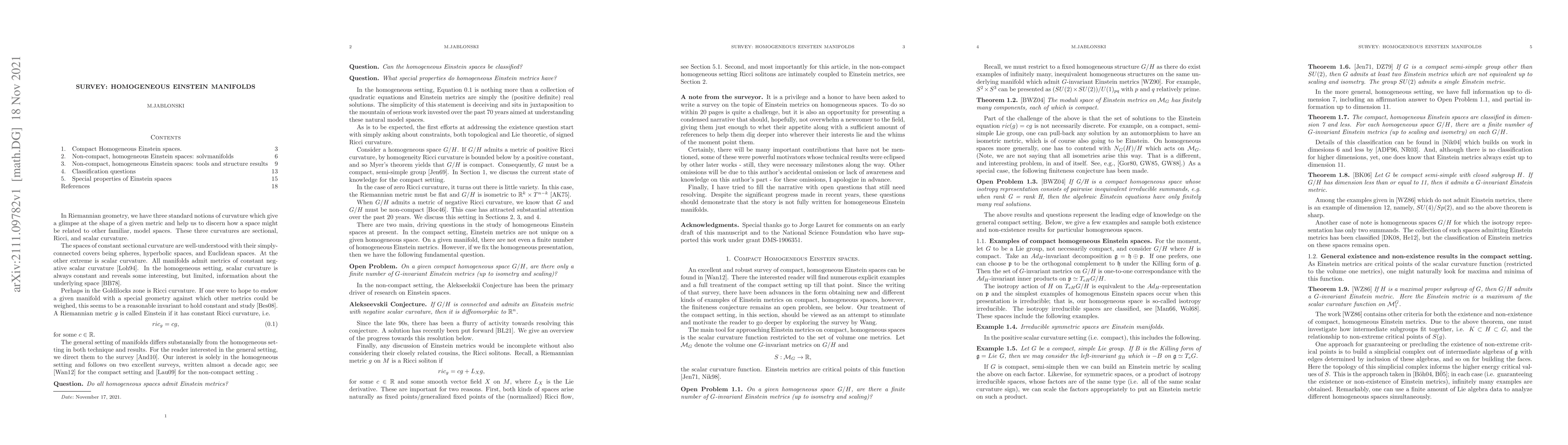 Thumbnail for Survey: Homogeneous Einstein Manifolds