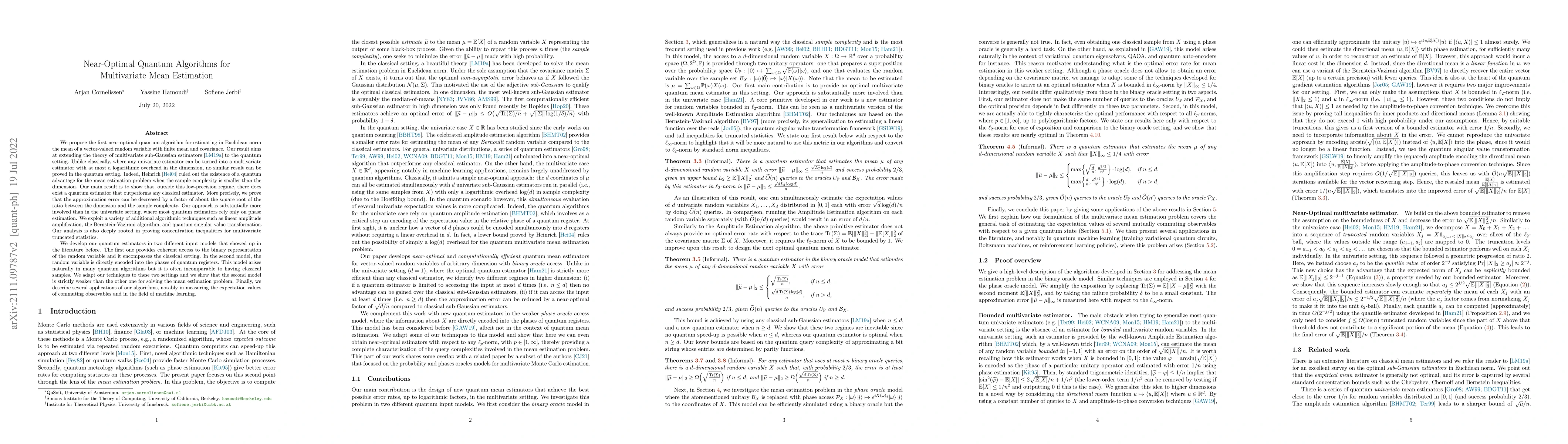 Thumbnail for Near-Optimal Quantum Algorithms for Multivariate Mean Estimation