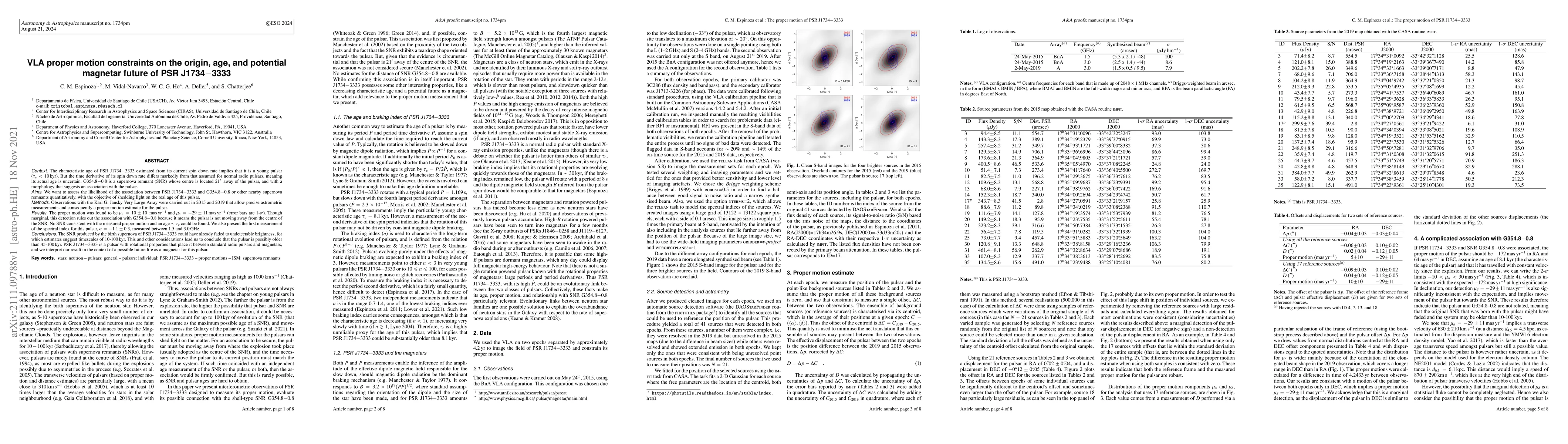 Thumbnail for VLA proper motion constraints on the origin, age, and potential magnetar
  future of PSR J1734$-$3333