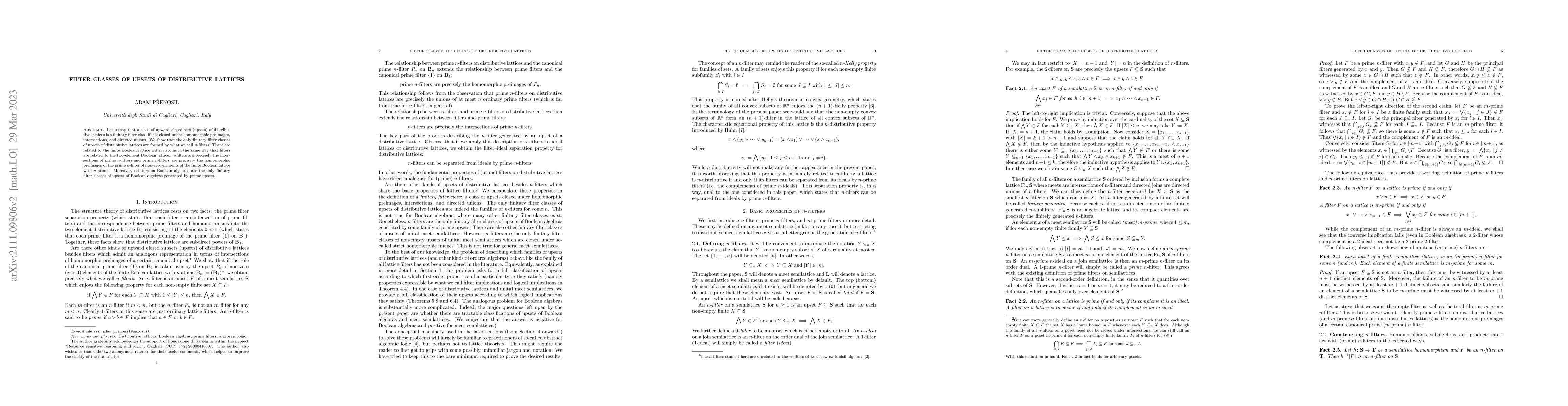 Thumbnail for Filter classes of upsets of distributive lattices