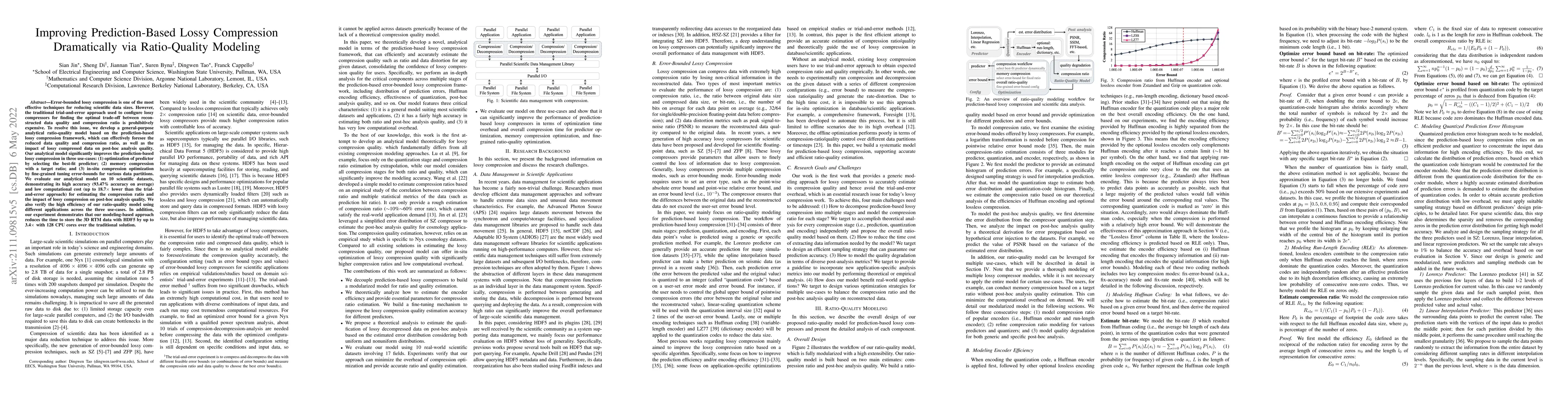 Thumbnail for Improving Prediction-Based Lossy Compression Dramatically via
  Ratio-Quality Modeling