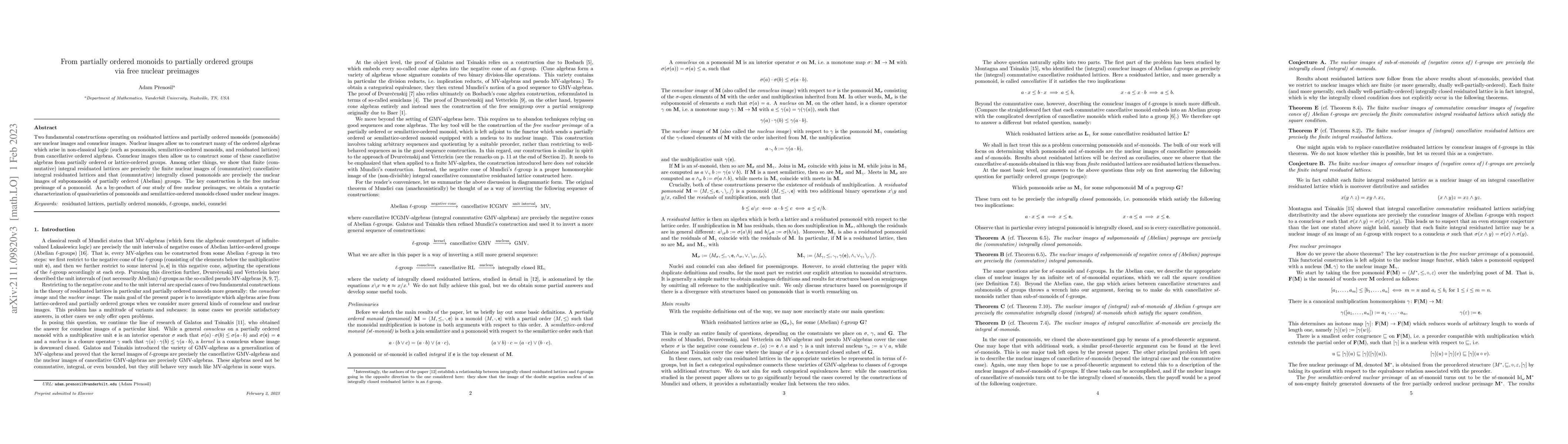Thumbnail for From partially ordered monoids to partially ordered groups via free
  nuclear preimages