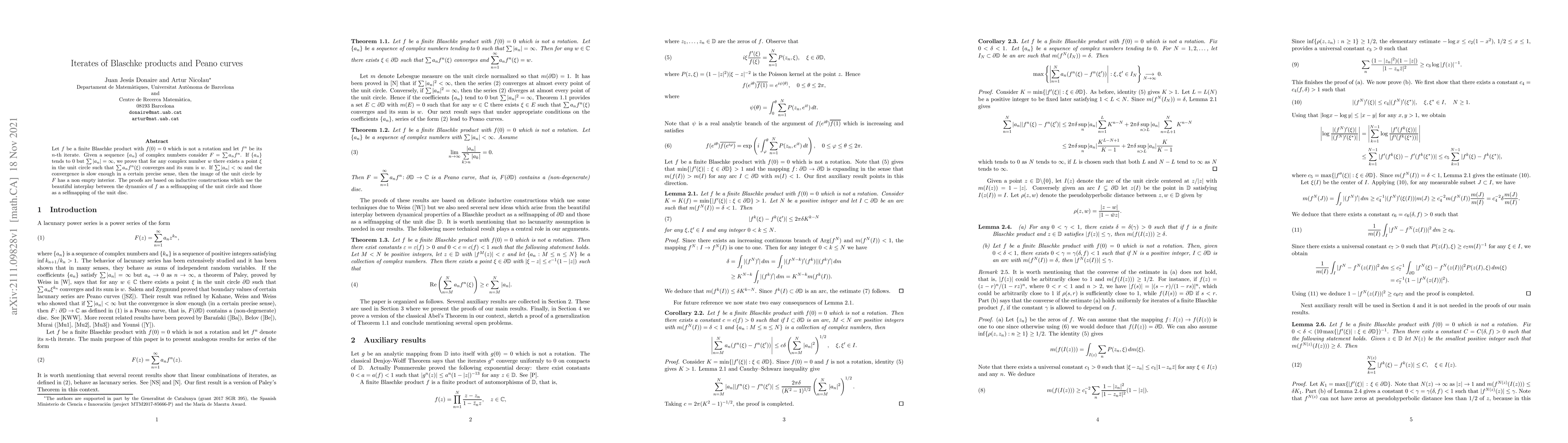 Thumbnail for Iterates of Blaschke products and Peano curves