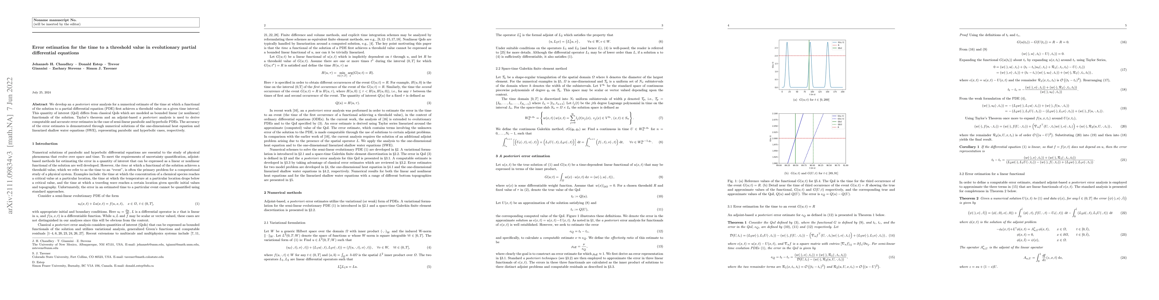 Thumbnail for Error estimation for the time to a threshold value in evolutionary
  partial differential equations