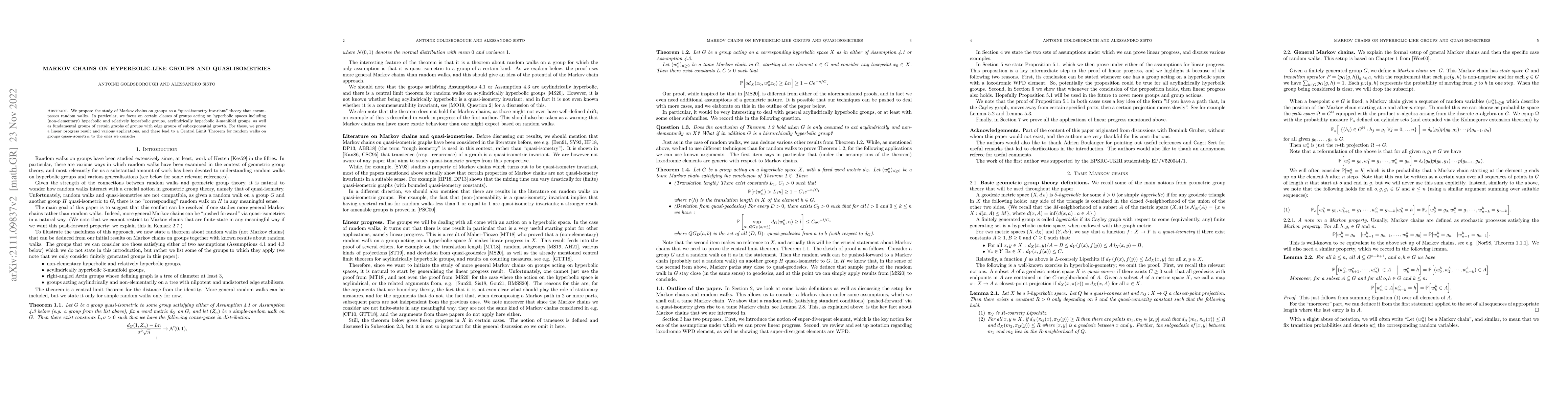 Thumbnail for Markov chains on hyperbolic-like groups and quasi-isometries