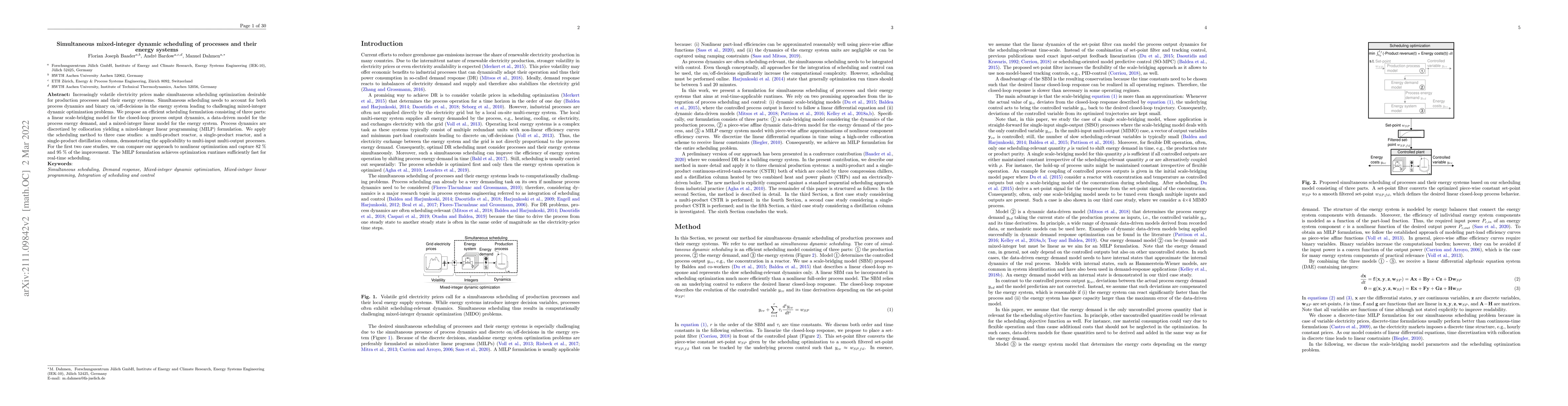 Thumbnail for Simultaneous mixed-integer dynamic scheduling of processes and their
  energy systems