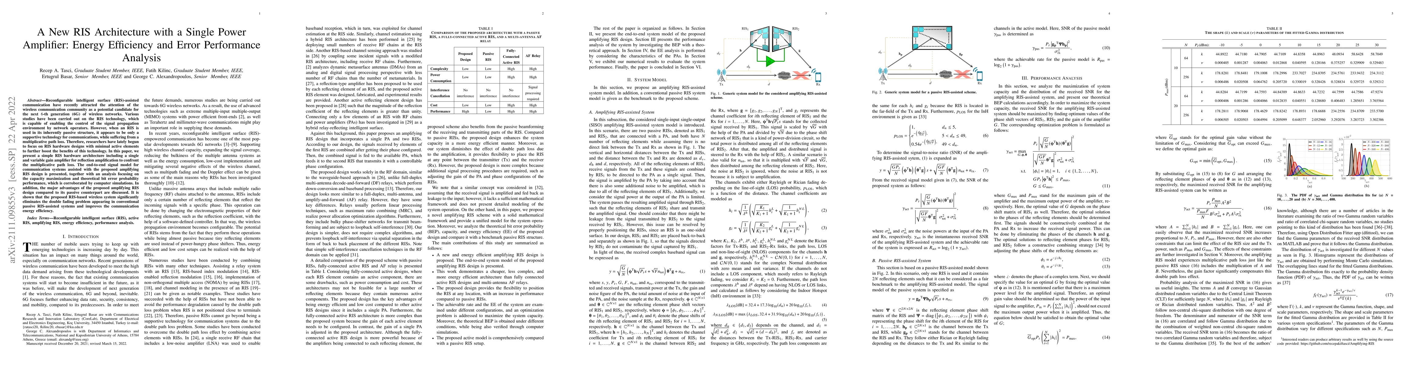Thumbnail for A New RIS Architecture with a Single Power Amplifier: Energy Efficiency
  and Error Performance Analysis