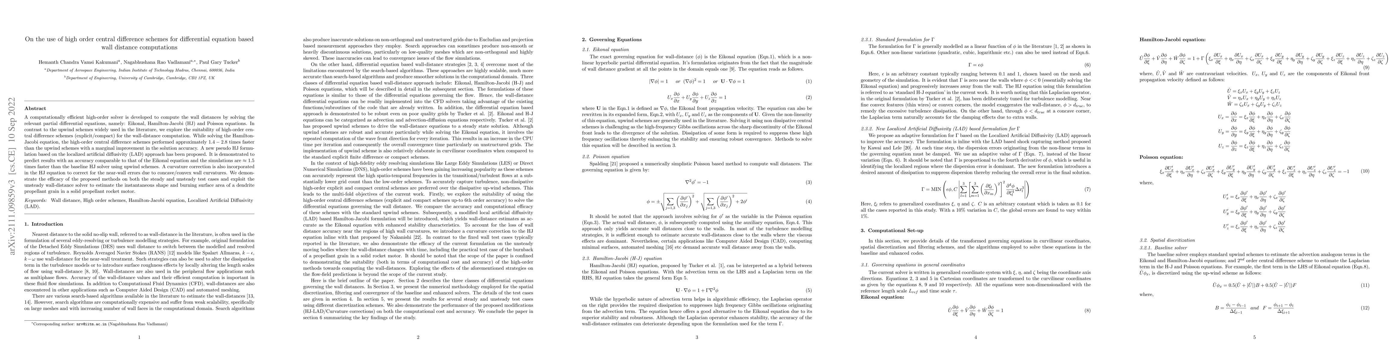 Thumbnail for On the use of high order central difference schemes for differential
  equation based wall distance computations