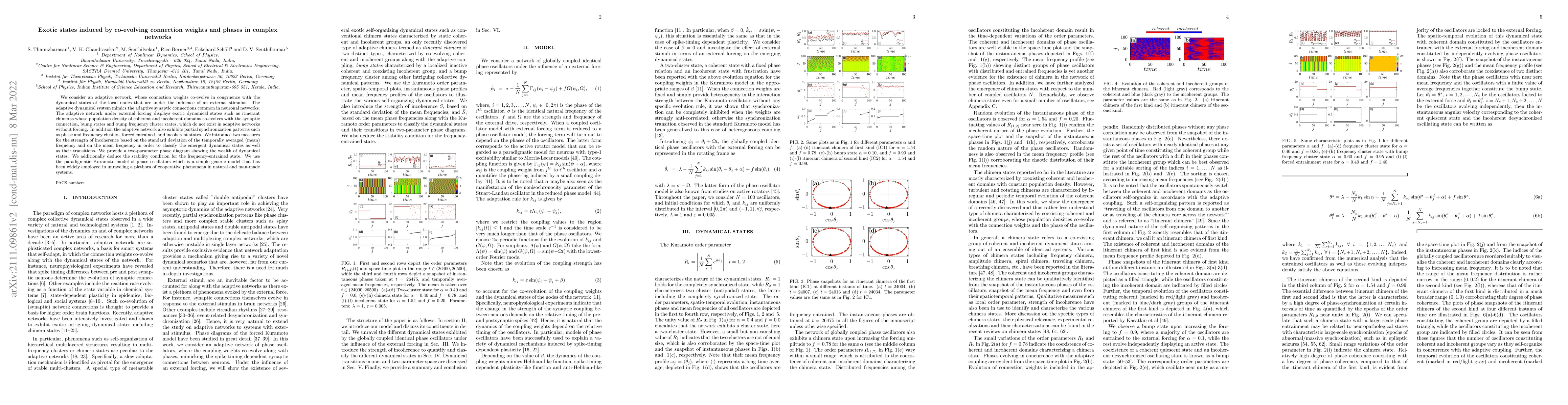 Thumbnail for Exotic states induced by co-evolving connection weights and phases in
  complex networks