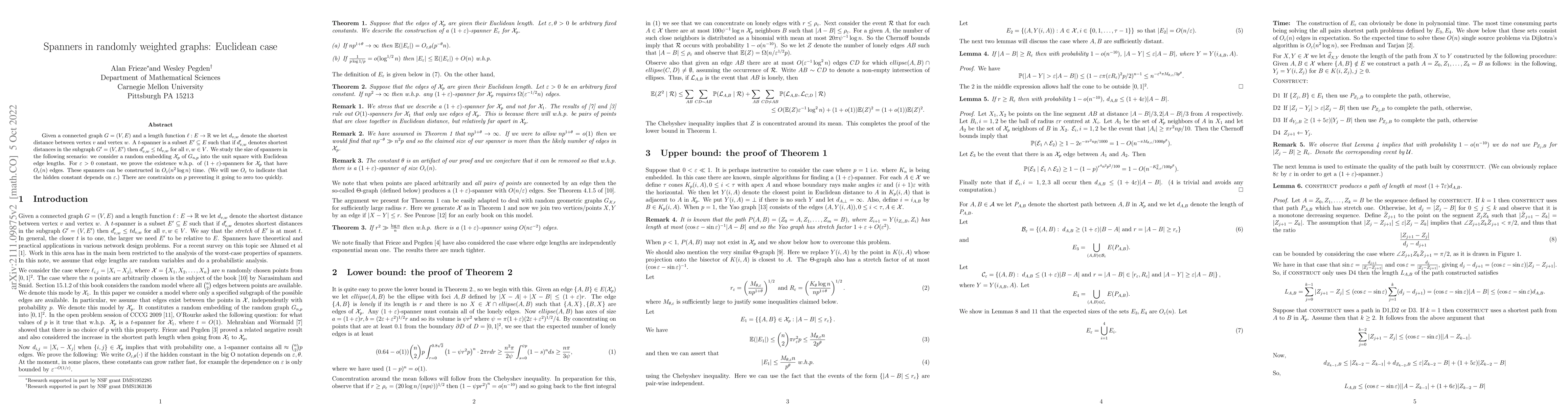 Thumbnail for Spanners in randomly weighted graphs: Euclidean case