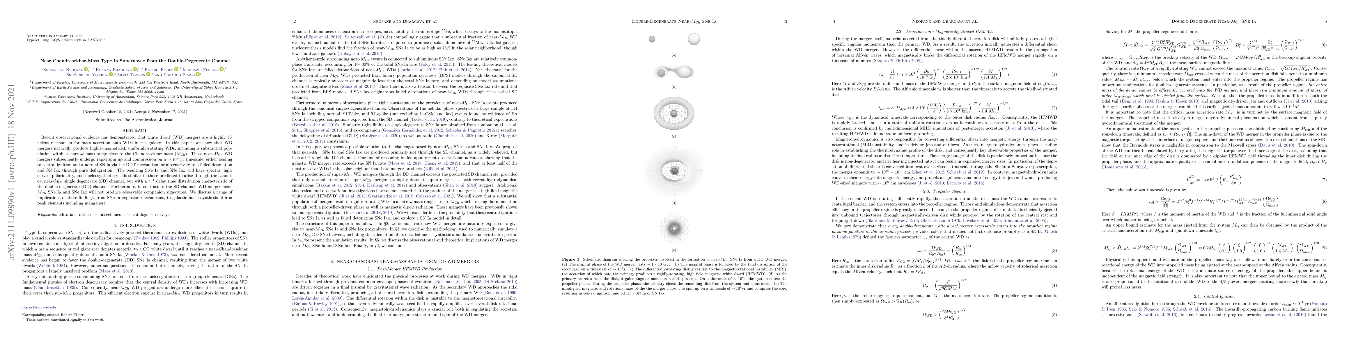 Thumbnail for Near-Chandrasekhar-Mass Type Ia Supernovae from the Double-Degenerate
  Channel