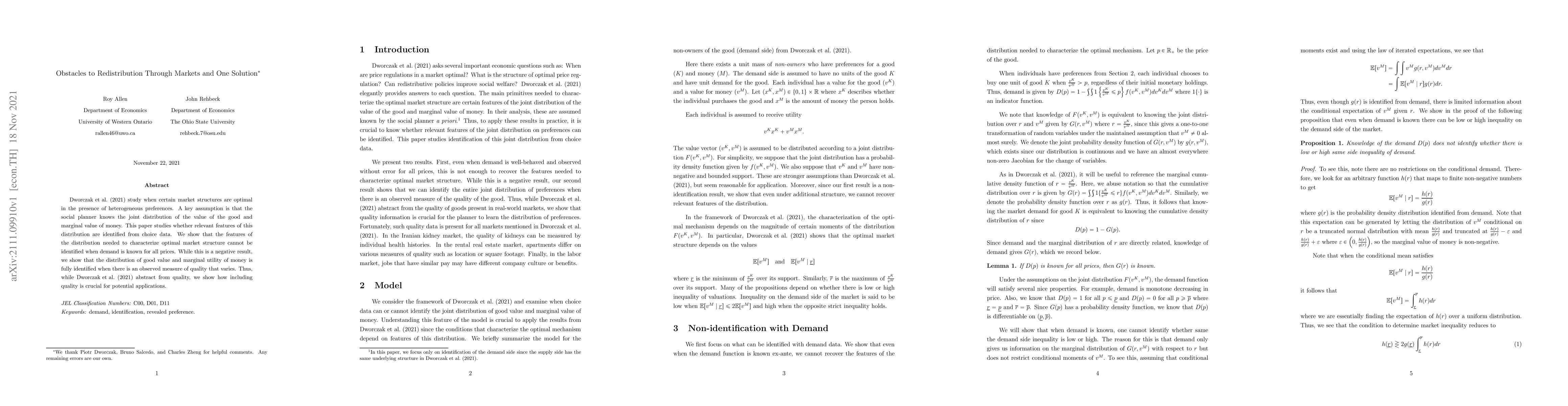 Thumbnail for Obstacles to Redistribution Through Markets and One Solution