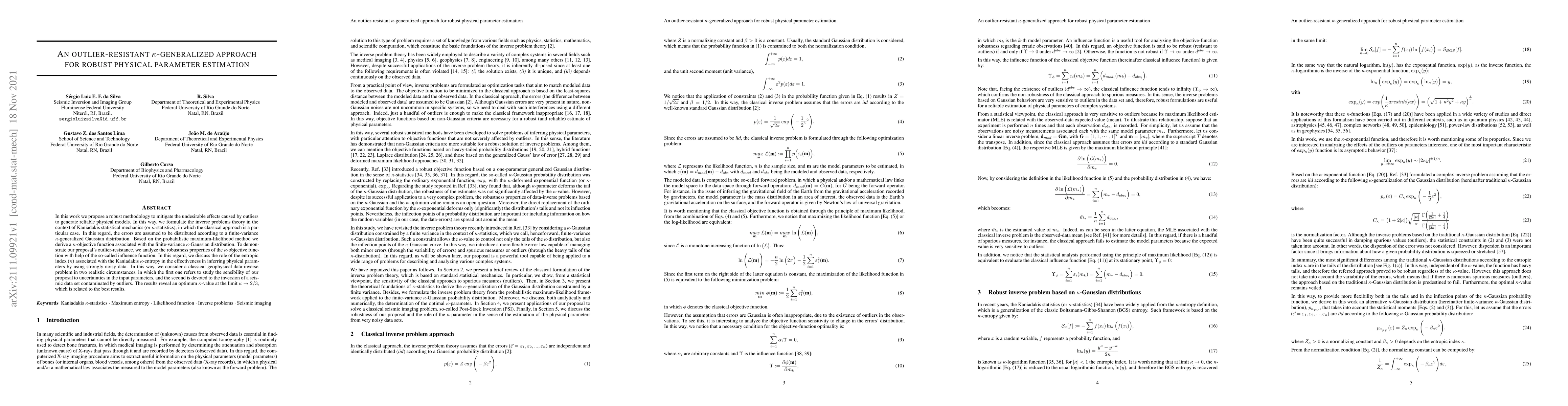 Thumbnail for An outlier-resistant $\kappa$-generalized approach for robust physical
  parameter estimation