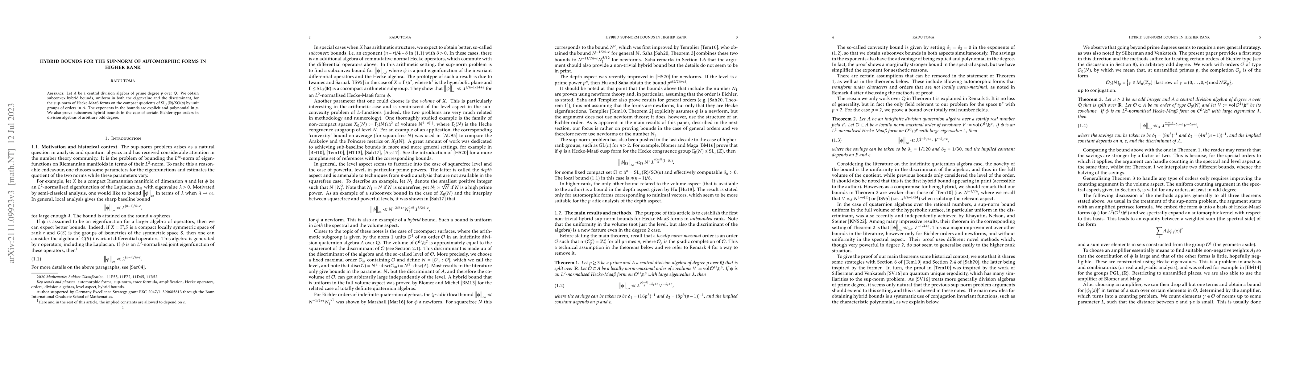 Thumbnail for Hybrid bounds for the sup-norm of automorphic forms in higher rank