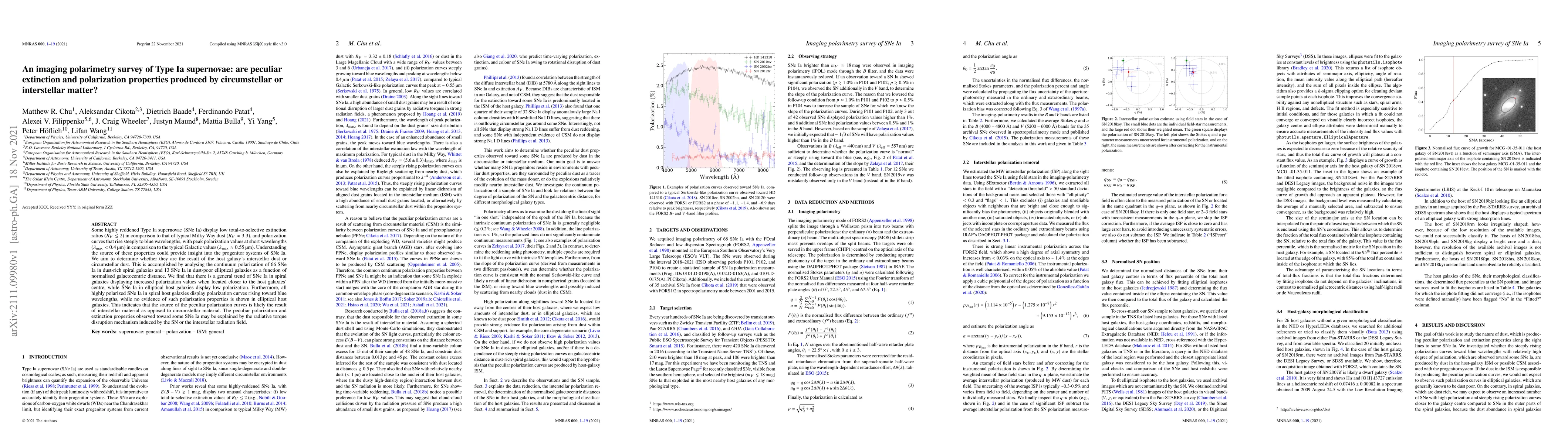 Thumbnail for An imaging polarimetry survey of Type Ia supernovae: are peculiar
  extinction and polarization properties produced by circumstellar or
  interstellar matter?