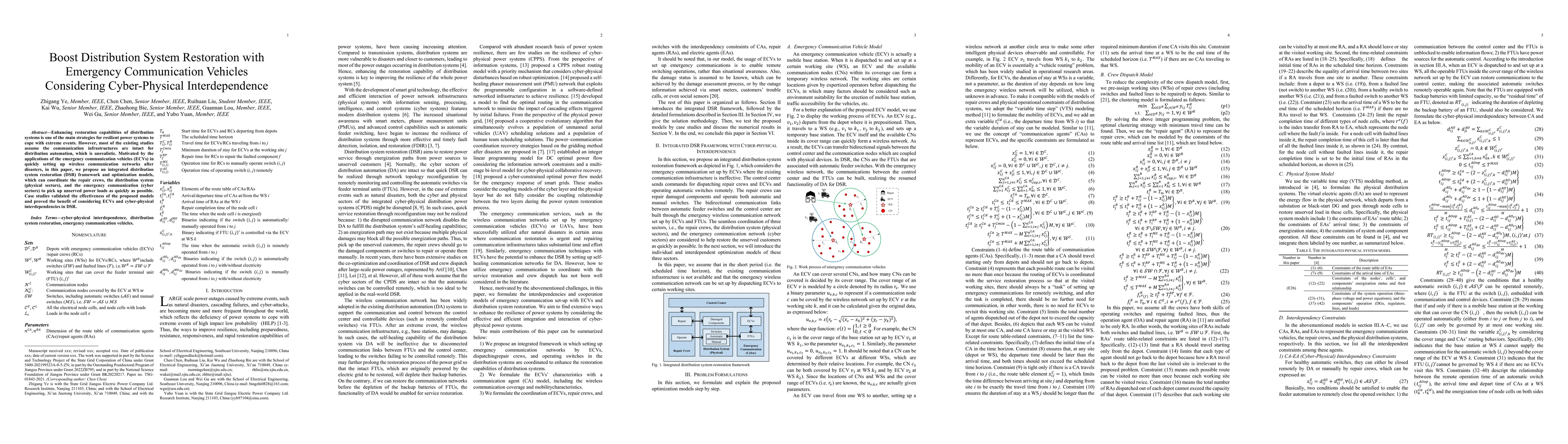 Thumbnail for Boost Distribution System Restoration with Emergency Communication
  Vehicles Considering Cyber-Physical Interdependence