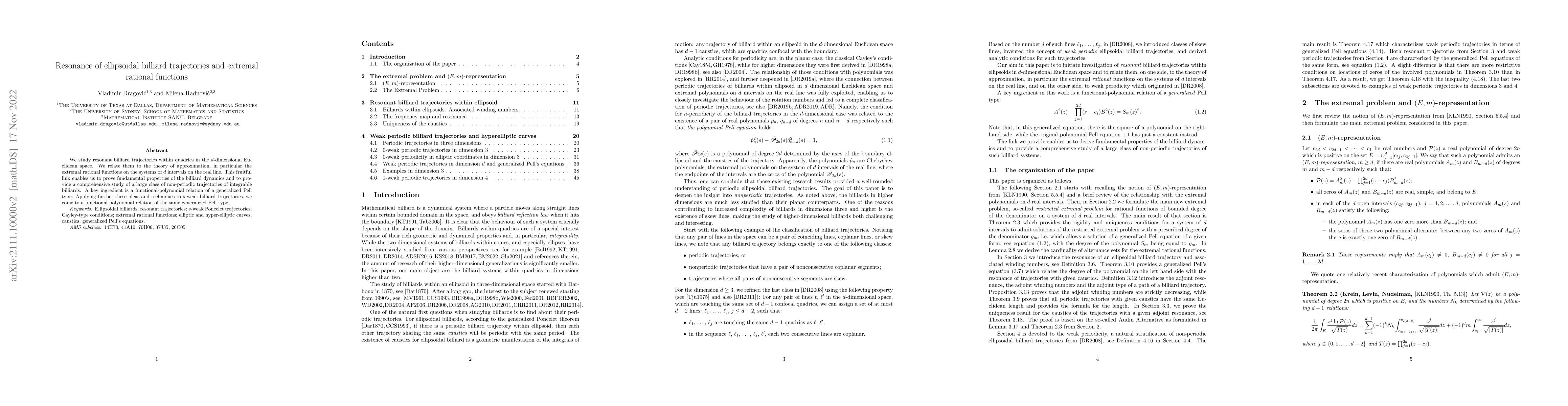 Thumbnail for Resonance of ellipsoidal billiard trajectories and extremal rational
  functions
