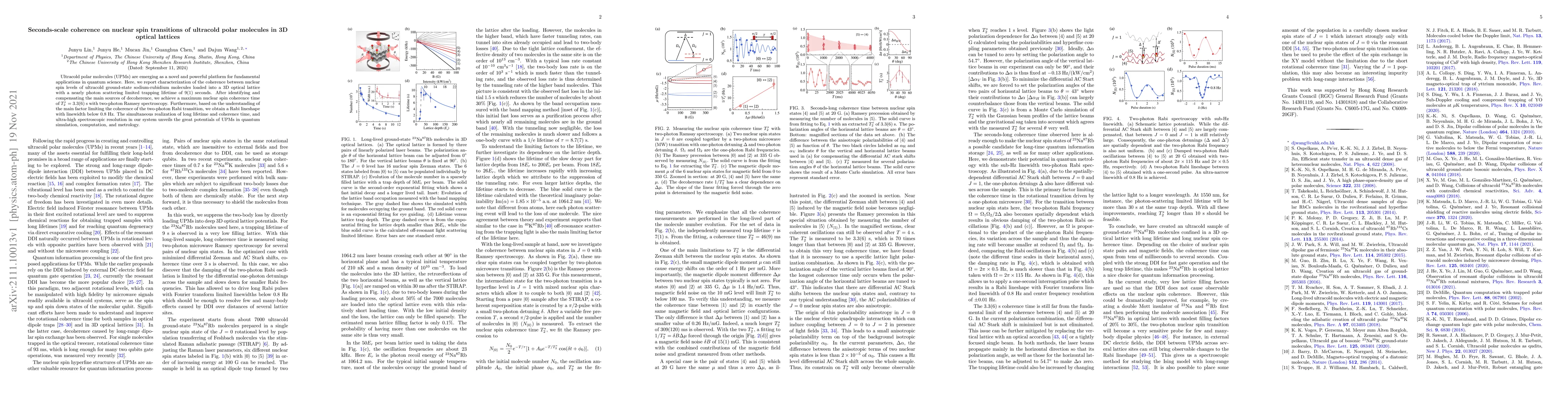 Thumbnail for Seconds-scale coherence on nuclear spin transitions of ultracold polar
  molecules in 3D optical lattices