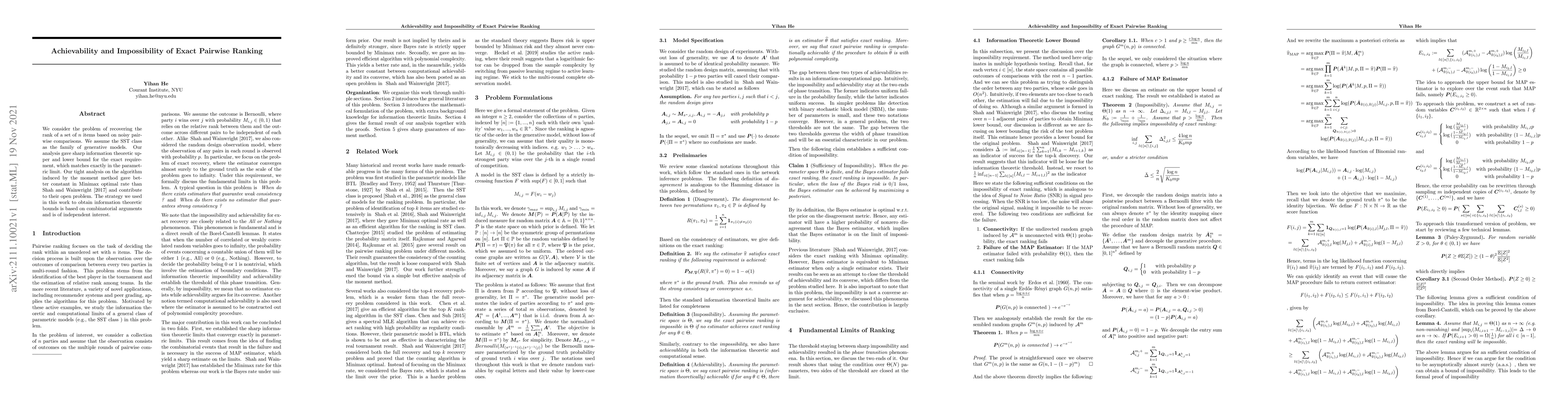Thumbnail for Achievability and Impossibility of Exact Pairwise Ranking