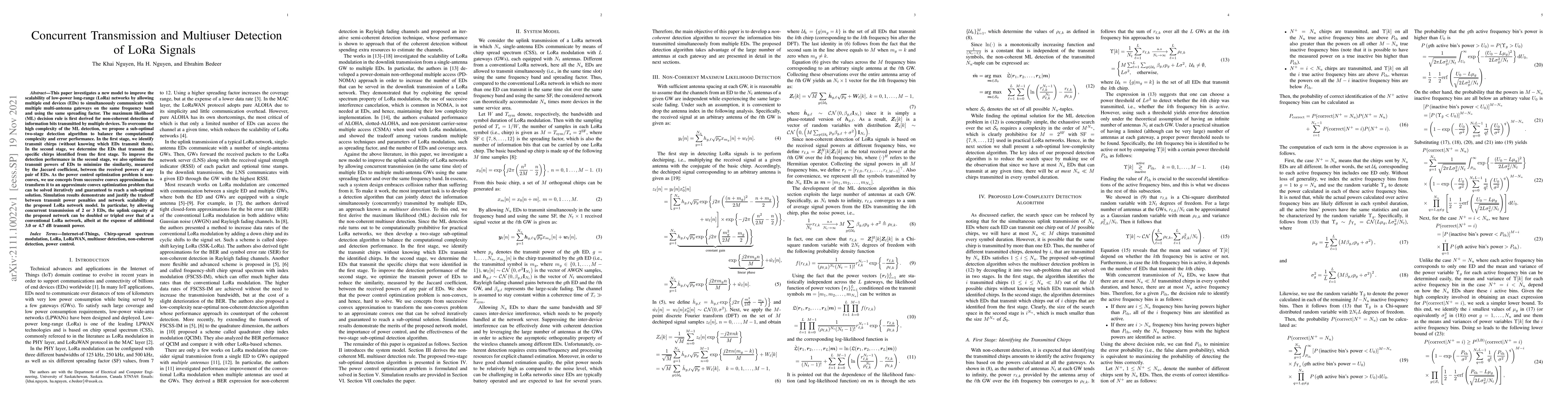 Thumbnail for Concurrent Transmission and Multiuser Detection of LoRa Signals