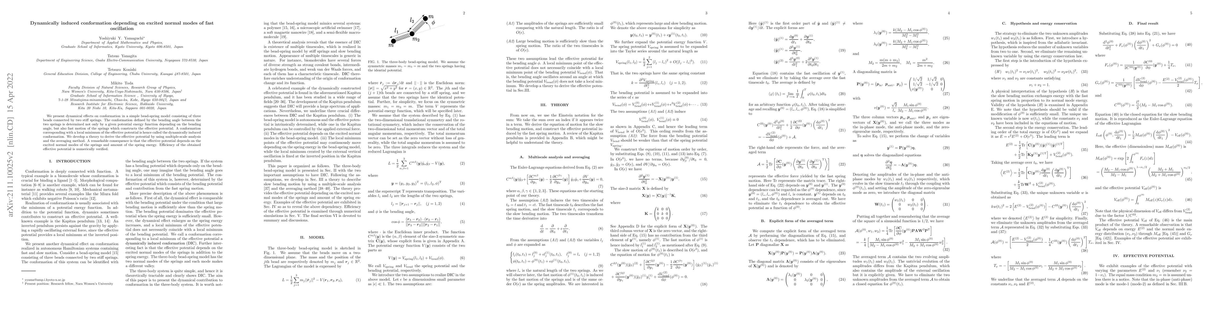 Thumbnail for Dynamically induced conformation depending on excited normal modes of
  fast oscillation