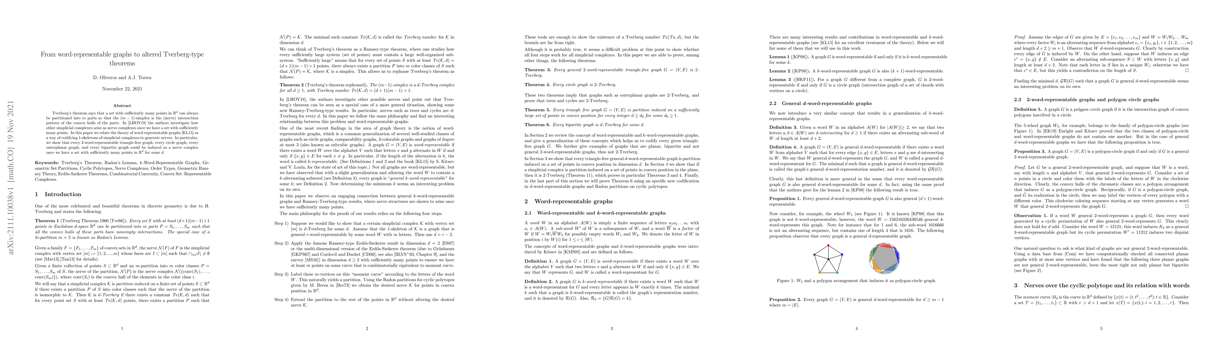 Thumbnail for From word-representable graphs to altered Tverberg-type theorems