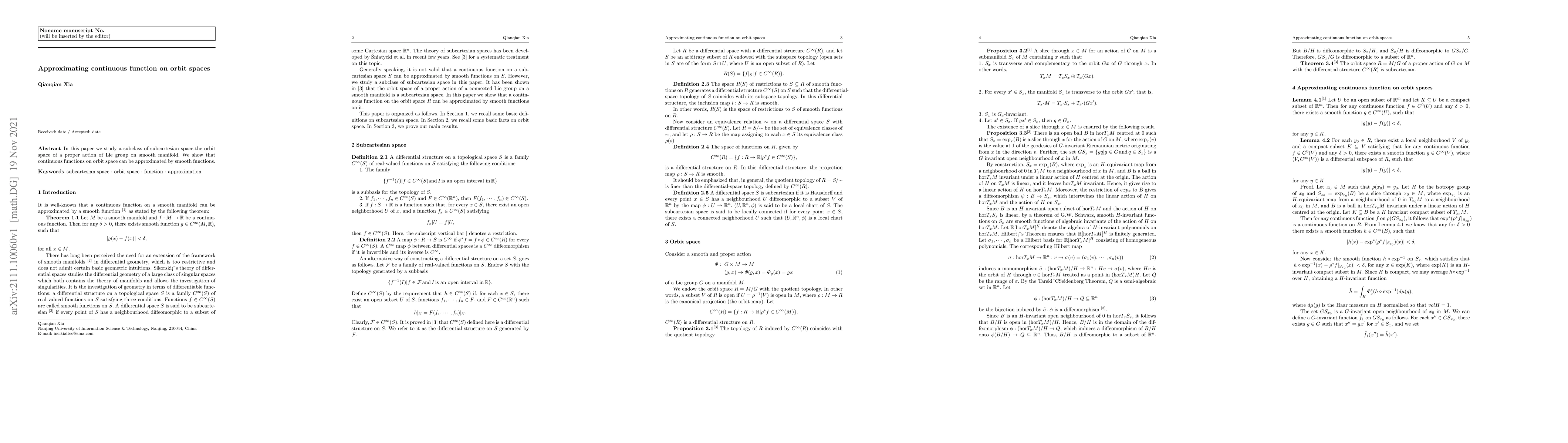 Thumbnail for Approximating continuous function on orbit spaces