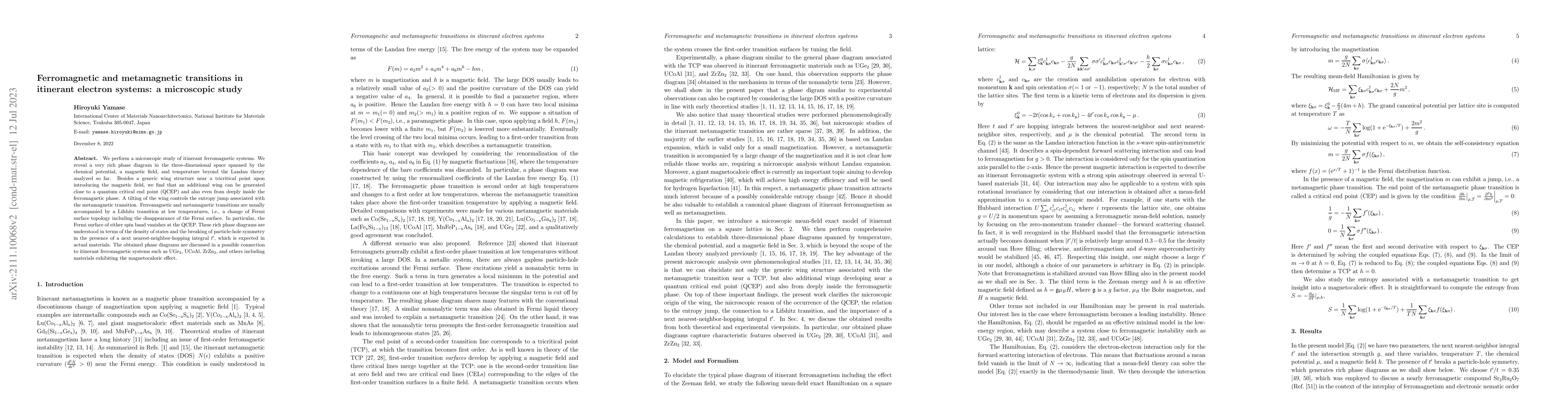Thumbnail for Ferromagnetic and metamagnetic transitions in itinerant electron
  systems: a microscopic study