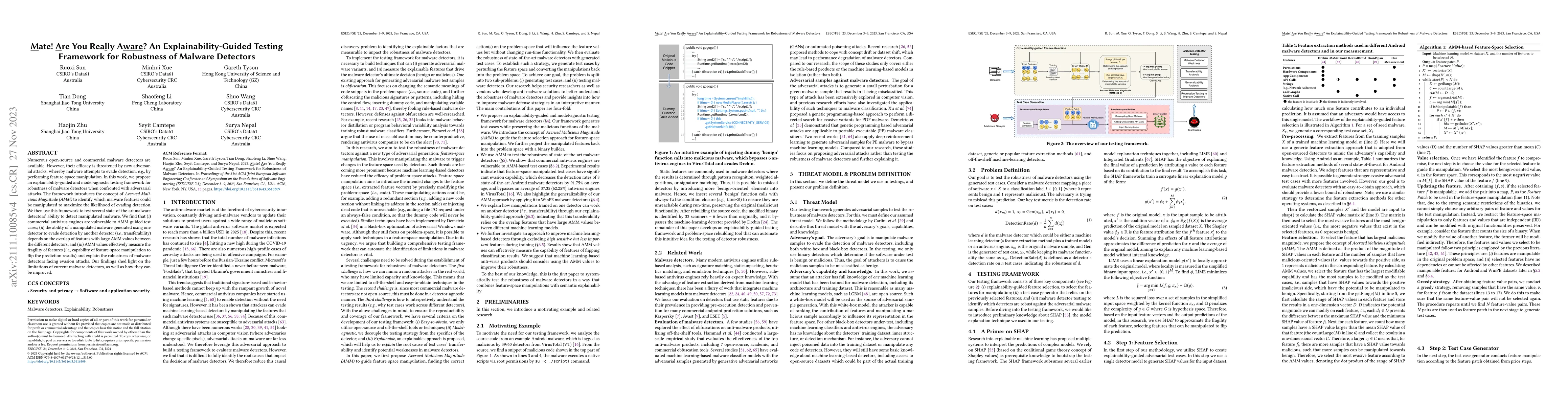 Thumbnail for Mate! Are You Really Aware? An Explainability-Guided Testing Framework
  for Robustness of Malware Detectors