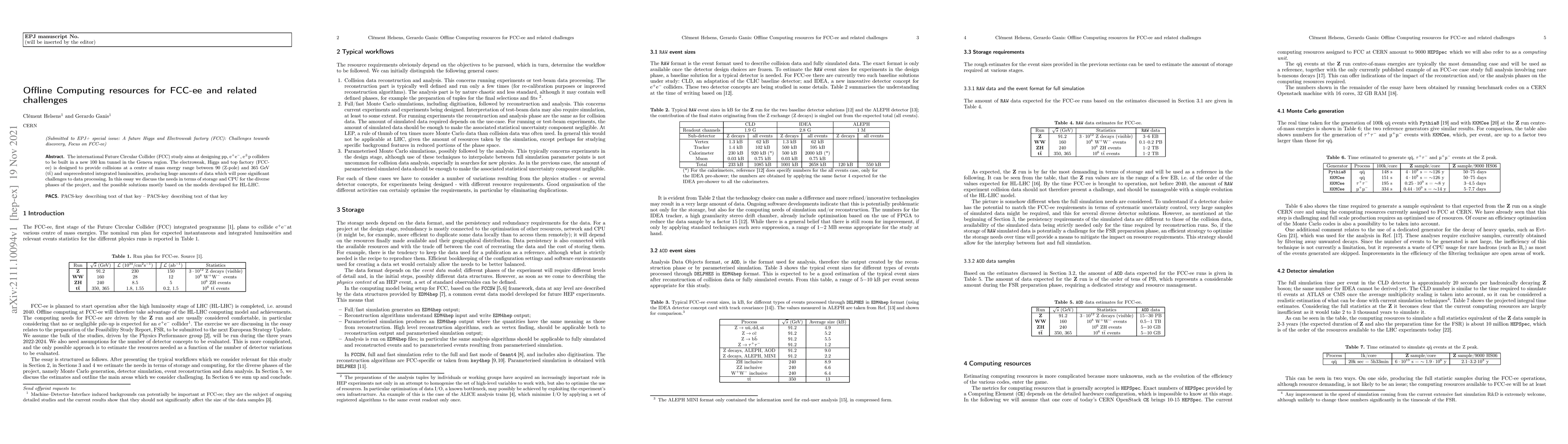 Thumbnail for Offline Computing resources for FCC-ee and related challenges