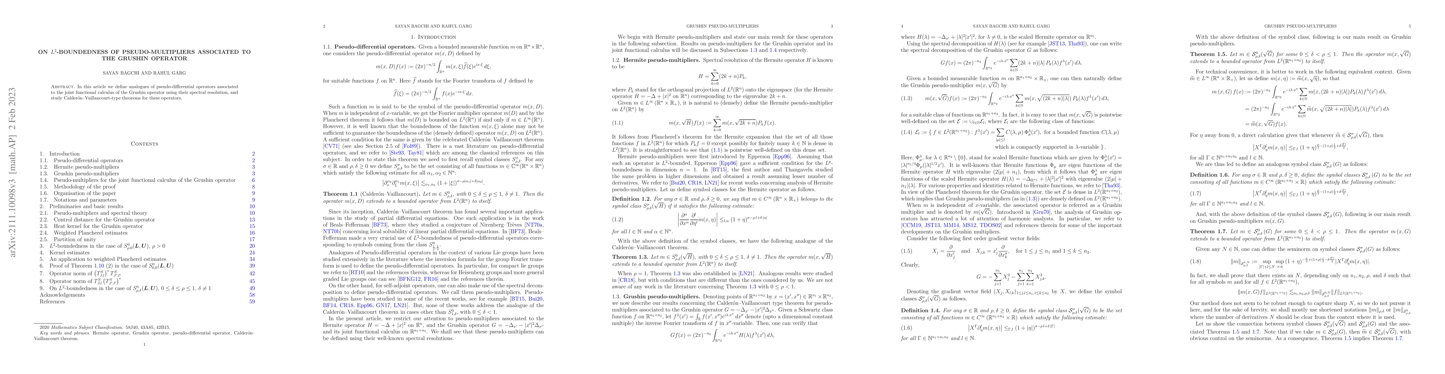 Thumbnail for On $L^2$-boundedness of pseudo-multipliers associated to the Grushin
  operator