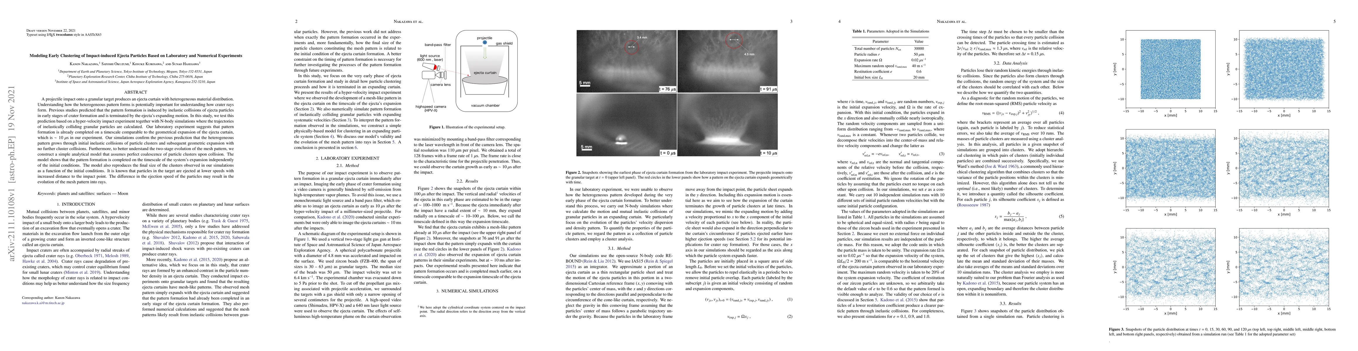 Thumbnail for Modeling Early Clustering of Impact-induced Ejecta Particles Based on
  Laboratory and Numerical Experiments