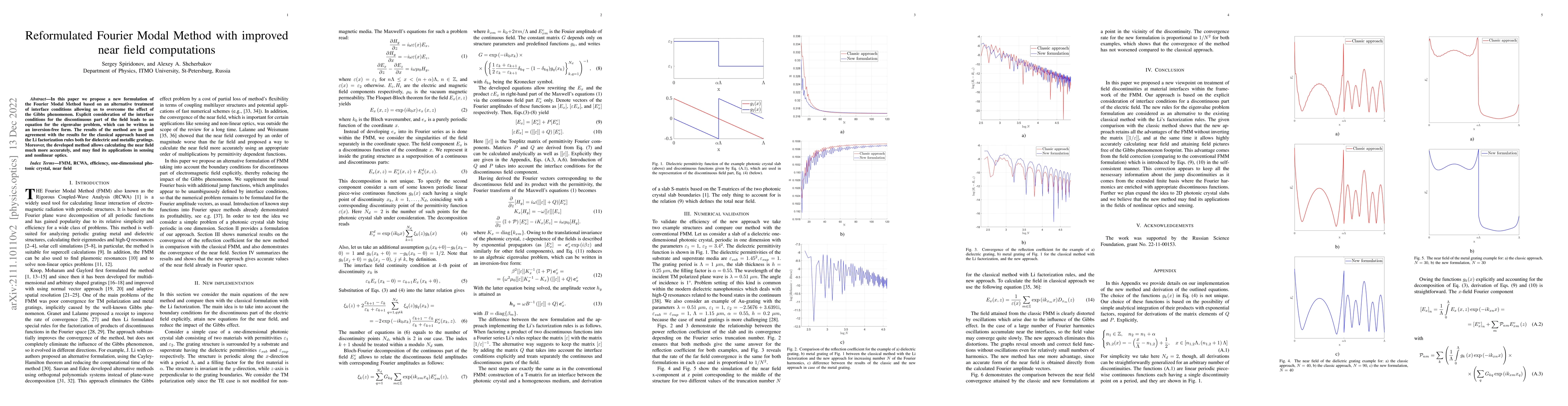 Thumbnail for Reformulated Fourier Modal Method with improved near field computations