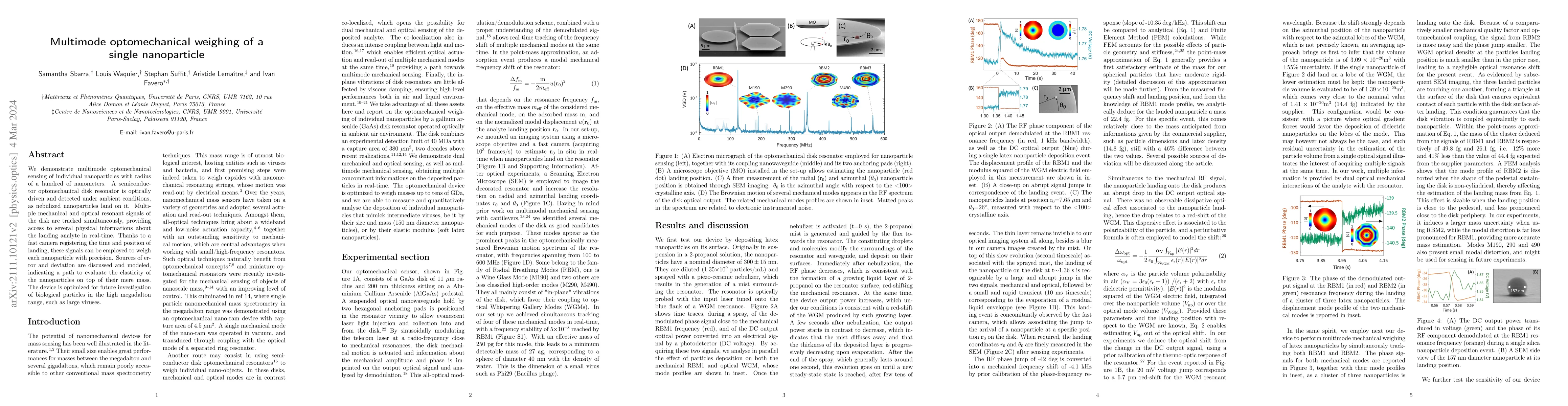 Thumbnail for Multimode optomechanical weighing of a single nanoparticle